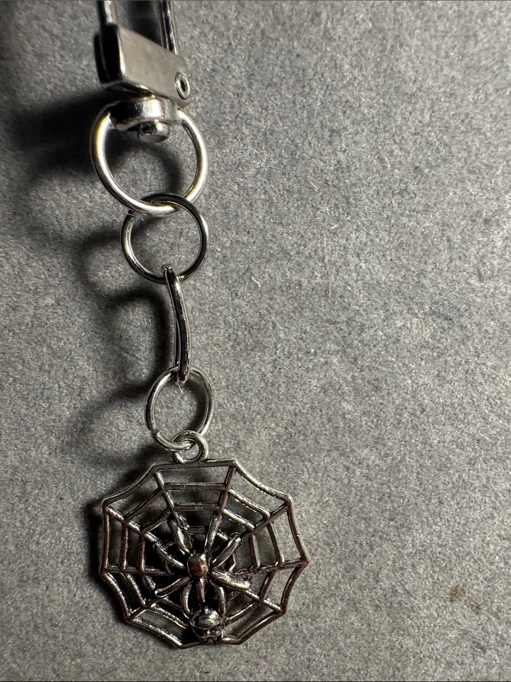 Hand Crafted Silver Spider & Web Key/ Card Holder Charms